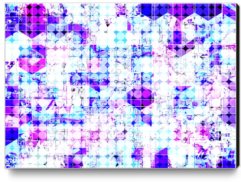 geometric square and circle pattern abstract background in pink blue Canvas Print by Timmy333