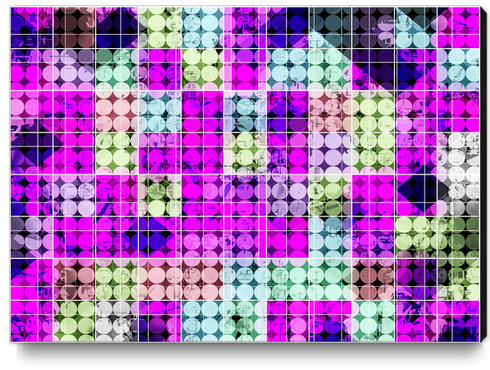 geometric square and circle pattern abstract in pink blue Canvas Print by Timmy333