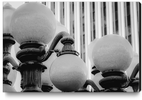 Urban Light at LACMA Los Angeles California USA in black and white Canvas Print by Timmy333