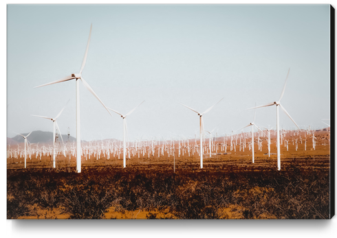 Wind turbine in the desert at Kern County California USA Canvas Print by Timmy333