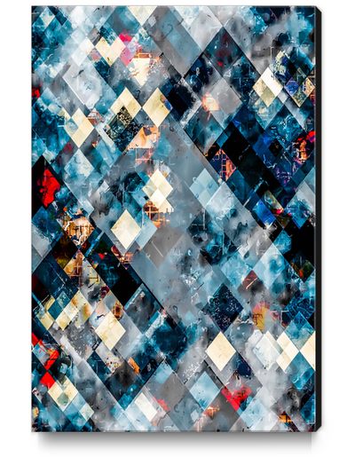 blue geometric pixel square pattern abstract art background Canvas Print by Timmy333