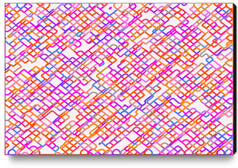 fractal geometric square pixel line pattern abstract in red pink blue Canvas Print by Timmy333