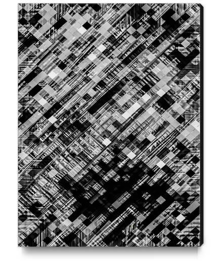 geometric square pixel pattern abstract in black and white Canvas Print by Timmy333