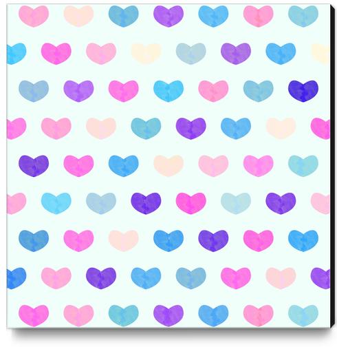 Cute Watercolor Hearts Canvas Print by Amir Faysal