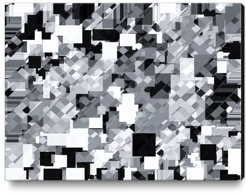 geometric square pixel pattern abstract in black and white Canvas Print by Timmy333