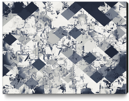 geometric square pixel pattern abstract in black and white Canvas Print by Timmy333