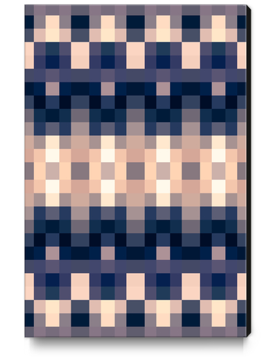 geometric symmetry art pixel square pattern abstract background in brown blue Canvas Print by Timmy333