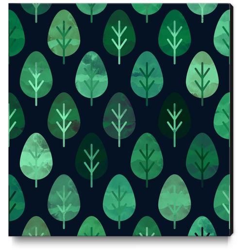 Watercolor Forest Pattern Canvas Print by Amir Faysal