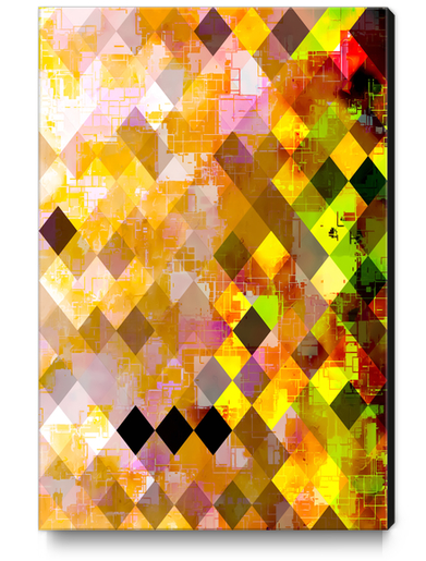 geometric pixel square pattern abstract background in orange pink green yellow Canvas Print by Timmy333