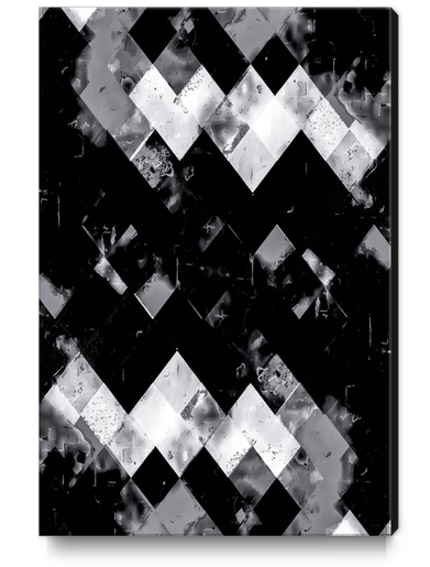 geometric square pixel pattern abstract art in black and white Canvas Print by Timmy333