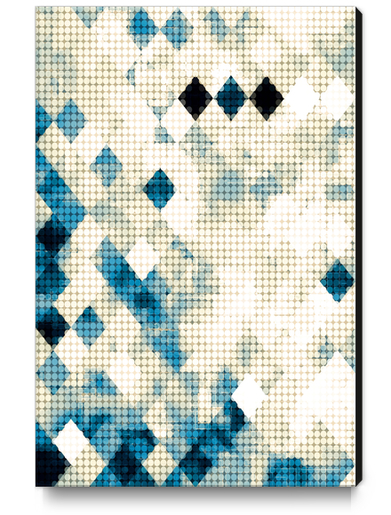 graphic design pixel geometric square pattern abstract background in blue black and white Canvas Print by Timmy333