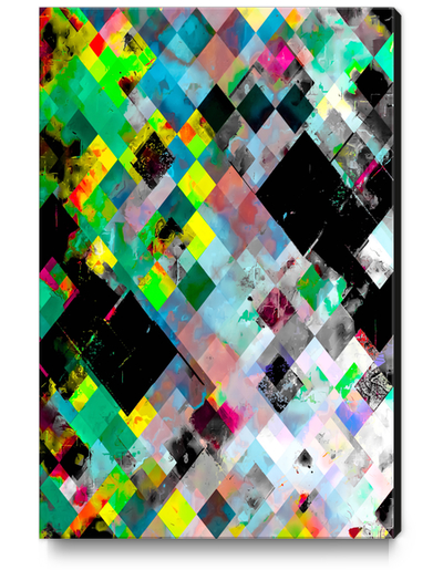 green geometric pixel square pattern abstract art background Canvas Print by Timmy333