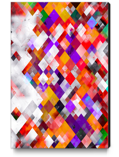 colorful geometric square pixel pattern abstract art in orange red purple Canvas Print by Timmy333