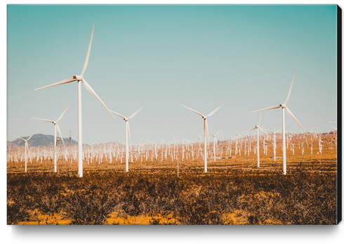 Wind turbine in the desert at Kern County California USA Canvas Print by Timmy333