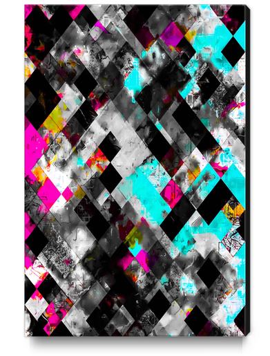 geometric pixel square pattern abstract art in blue pink black Canvas Print by Timmy333