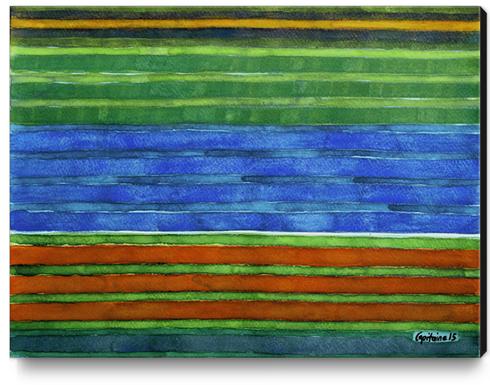 Horizontal Stripes In Red Blue Green Canvas Print by Heidi Capitaine