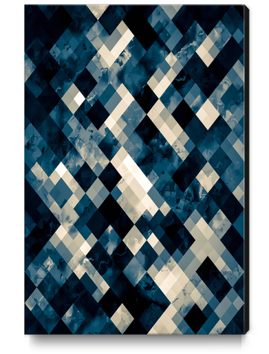 geometric square pixel pattern abstract background in blue black and white Canvas Print by Timmy333