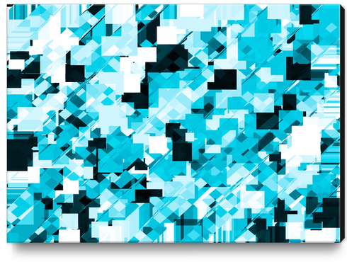 geometric square pixel pattern abstract background in blue and black Canvas Print by Timmy333