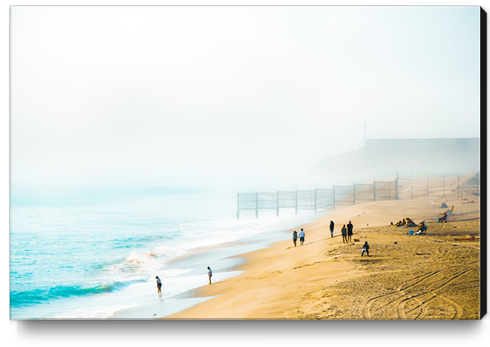 sandy beach with foggy sky at Point Mugu State Park, California, USA Canvas Print by Timmy333