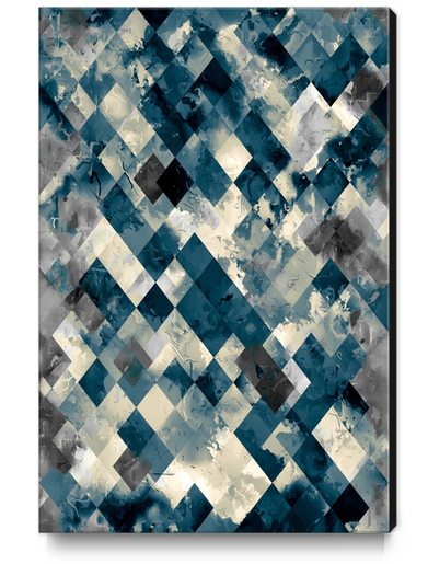 vintage geometric square pixel pattern abstract in blue Canvas Print by Timmy333