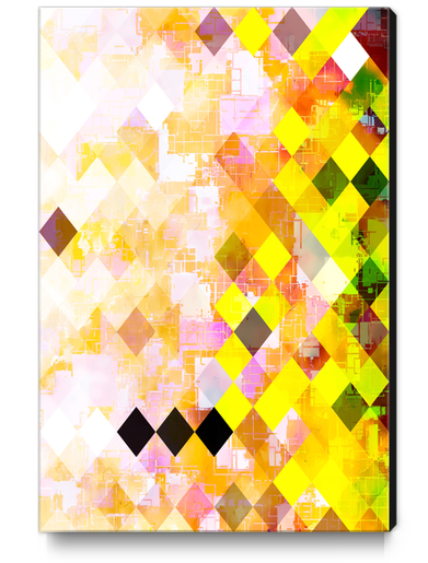 geometric square pixel pattern abstract background in yellow green pink orange Canvas Print by Timmy333