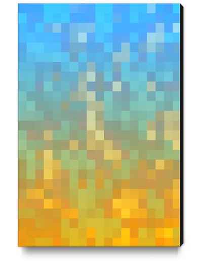 geometric pixel square pattern abstract background in yellow blue Canvas Print by Timmy333