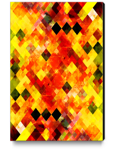 geometric square pixel pattern abstract background in red yellow Canvas Print by Timmy333