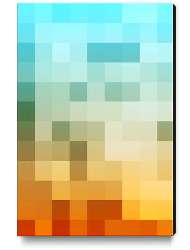 geometric pixel square pattern abstract background in yellow brown blue Canvas Print by Timmy333