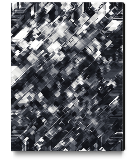 geometric square pixel pattern abstract in black and white Canvas Print by Timmy333