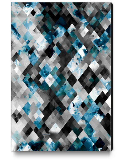 geometric pixel square pattern abstract background in blue black Canvas Print by Timmy333