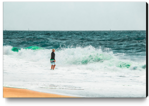 sandy beach with blue wave at Oxnard Beach California USA Canvas Print by Timmy333