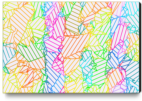 geometric fractal line abstract background in pink blue yellow green Canvas Print by Timmy333