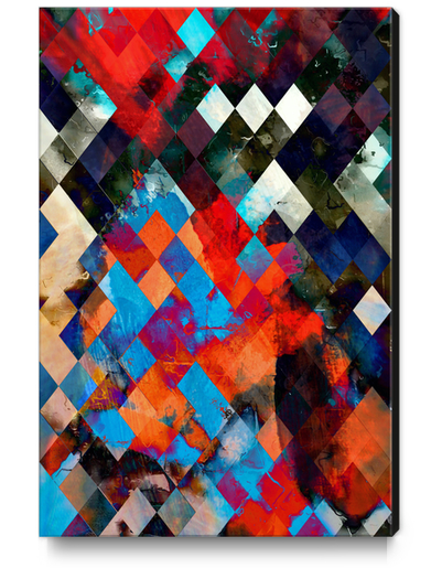 geometric pixel square pattern abstract background in red blue orange Canvas Print by Timmy333