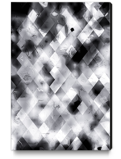 geometric square pixel pattern texture abstract art background in black and white Canvas Print by Timmy333