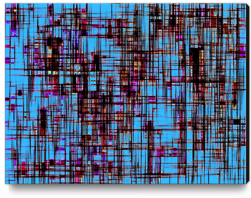 geometric line pattern abstract art texture in blue and pink Canvas Print by Timmy333