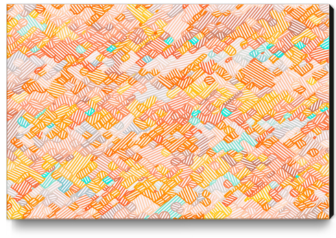 geometric square pixel line pattern abstract in brown orange blue Canvas Print by Timmy333