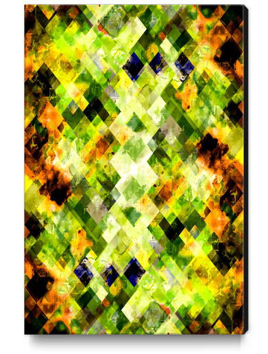 geometric pixel square pattern abstract background in green brown Canvas Print by Timmy333