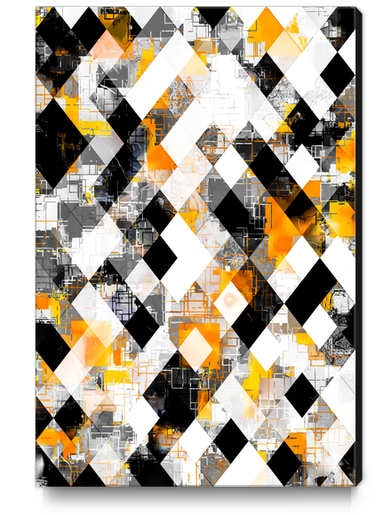 geometric pixel square pattern abstract background in yellow orange black Canvas Print by Timmy333