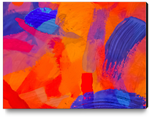 splash painting texture abstract background in orange blue red Canvas Print by Timmy333