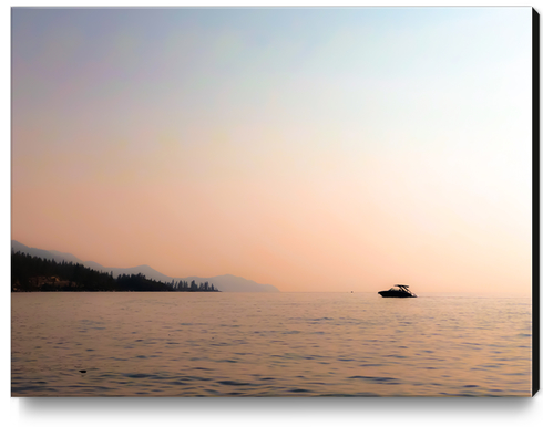 boat on the lake with sunset light at Lake Tahoe USA Canvas Print by Timmy333