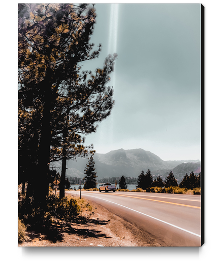 road with mountain and blue sky view at Mammoth Lakes California USA Canvas Print by Timmy333