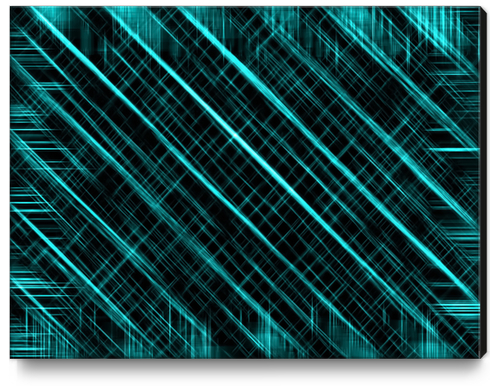 blue geometric line pattern abstract with black background Canvas Print by Timmy333