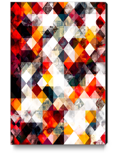 geometric pixel square pattern abstract background in red orange brown Canvas Print by Timmy333