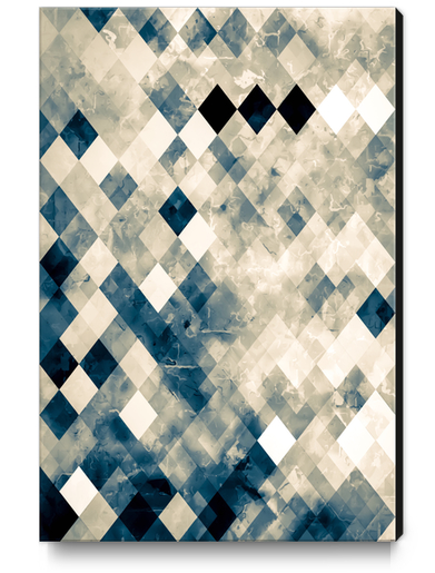 vintage geometric square pixel pattern abstract art in blue Canvas Print by Timmy333