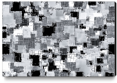 geometric square pattern abstract art in black and white Canvas Print by Timmy333