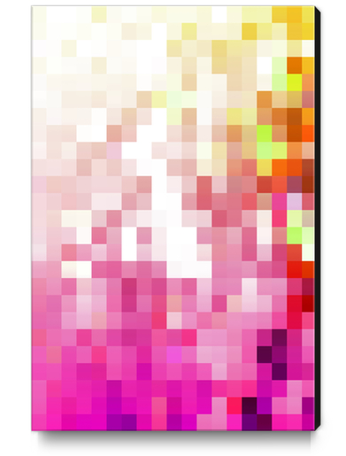 geometric pixel square pattern abstract background in pink yellow Canvas Print by Timmy333