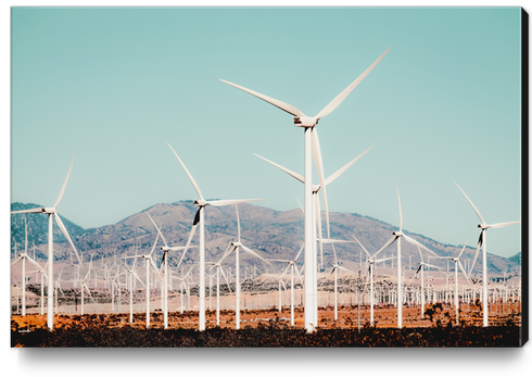 Wind turbine in the desert at Kern County California USA Canvas Print by Timmy333