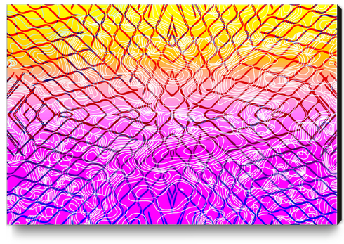 geometric symmetry line pattern abstract in purple pink orange yellow Canvas Print by Timmy333