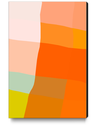 geometric square line pattern abstract in brown orange pink blue Canvas Print by Timmy333