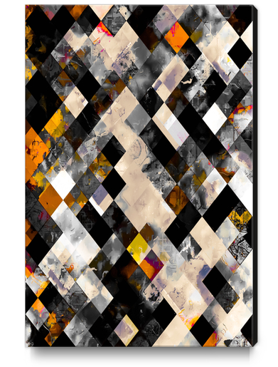 geometric pixel square pattern abstract background in yellow brown Canvas Print by Timmy333